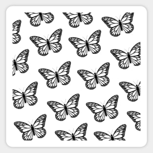 Monarch Butterfly Pattern - Black and White Sticker